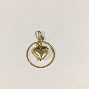 14k Yellow Gold Dangling Heart ❤️ Pendant Charm